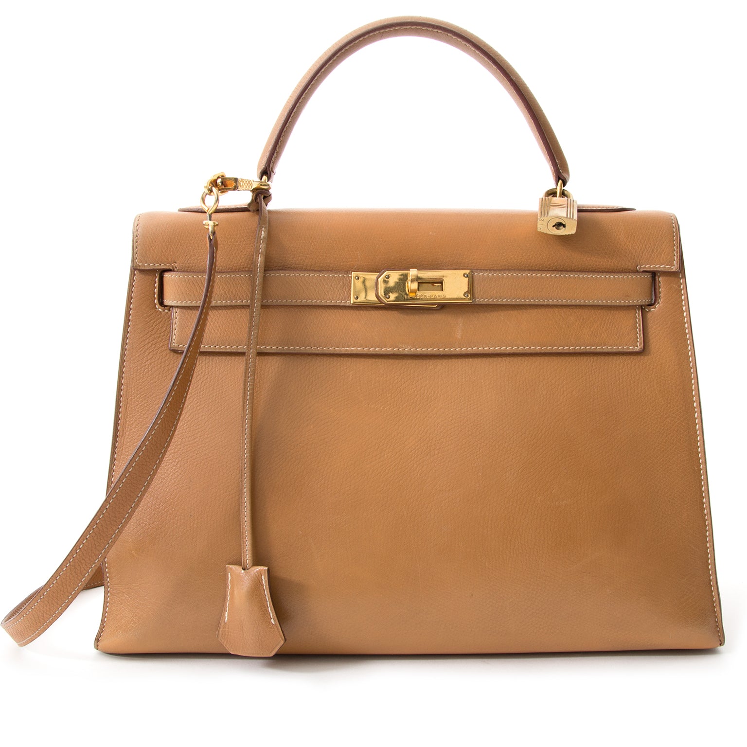 Hermès Vintage Kelly 32 Courchevel Gold GHW