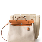 Hermès Herbag Cognac & Toile 2 in 1 tweedehands authentiek veilig online shoppen winkelen mode stijl LabelLOV Antwerpen België designer ontwerper luxe luxemerken