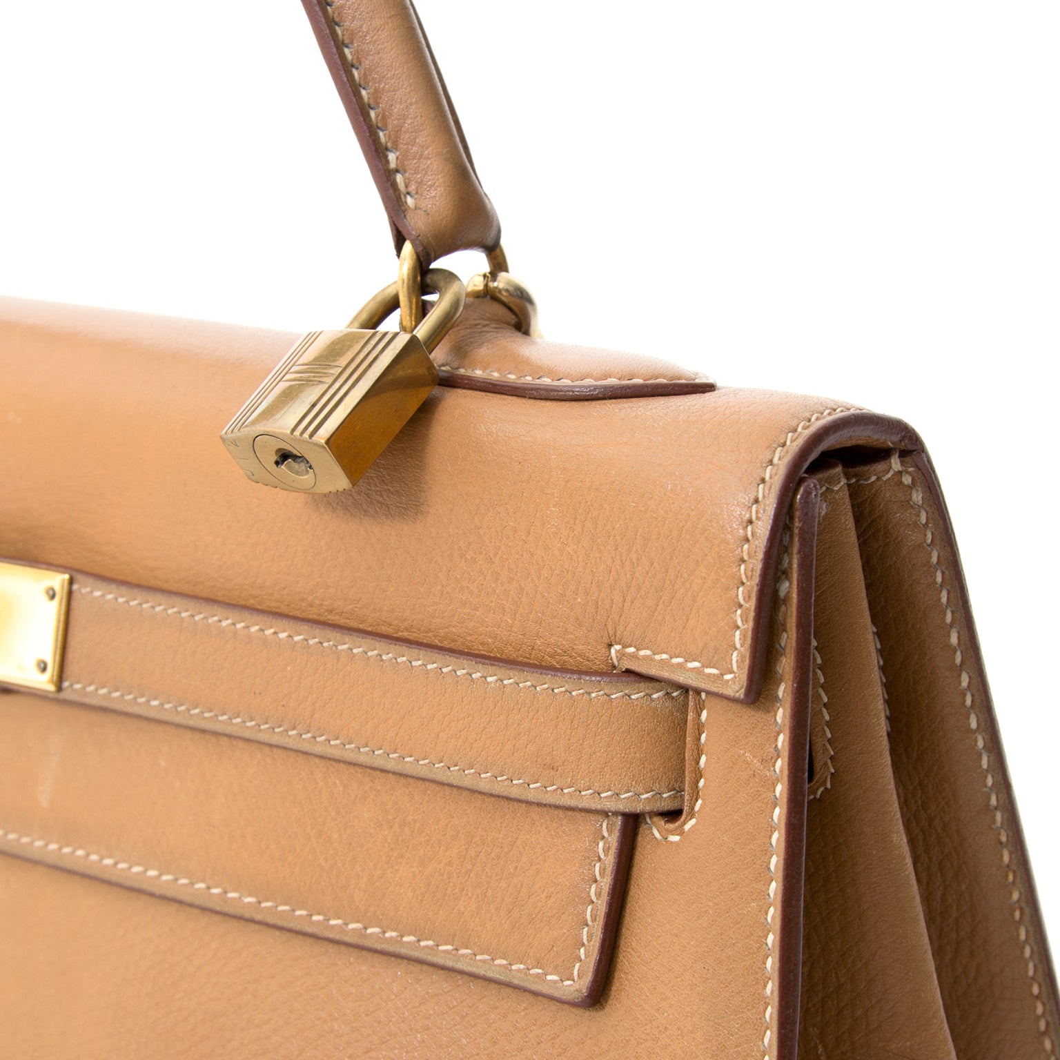 Hermès Vintage Kelly 32 Courchevel Gold GHW