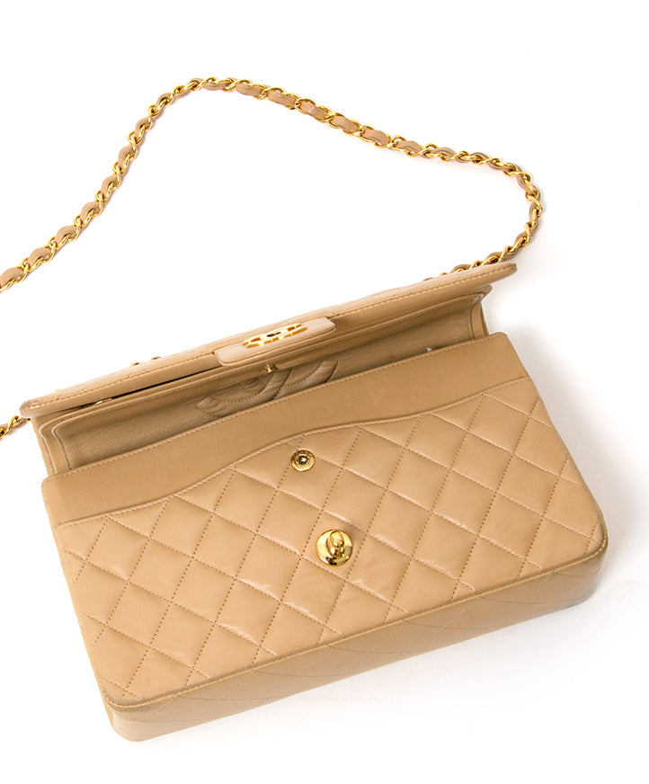 koop veilig online 2de hands chanel beige 2.55 handtas 100% authentieke vintage chanel