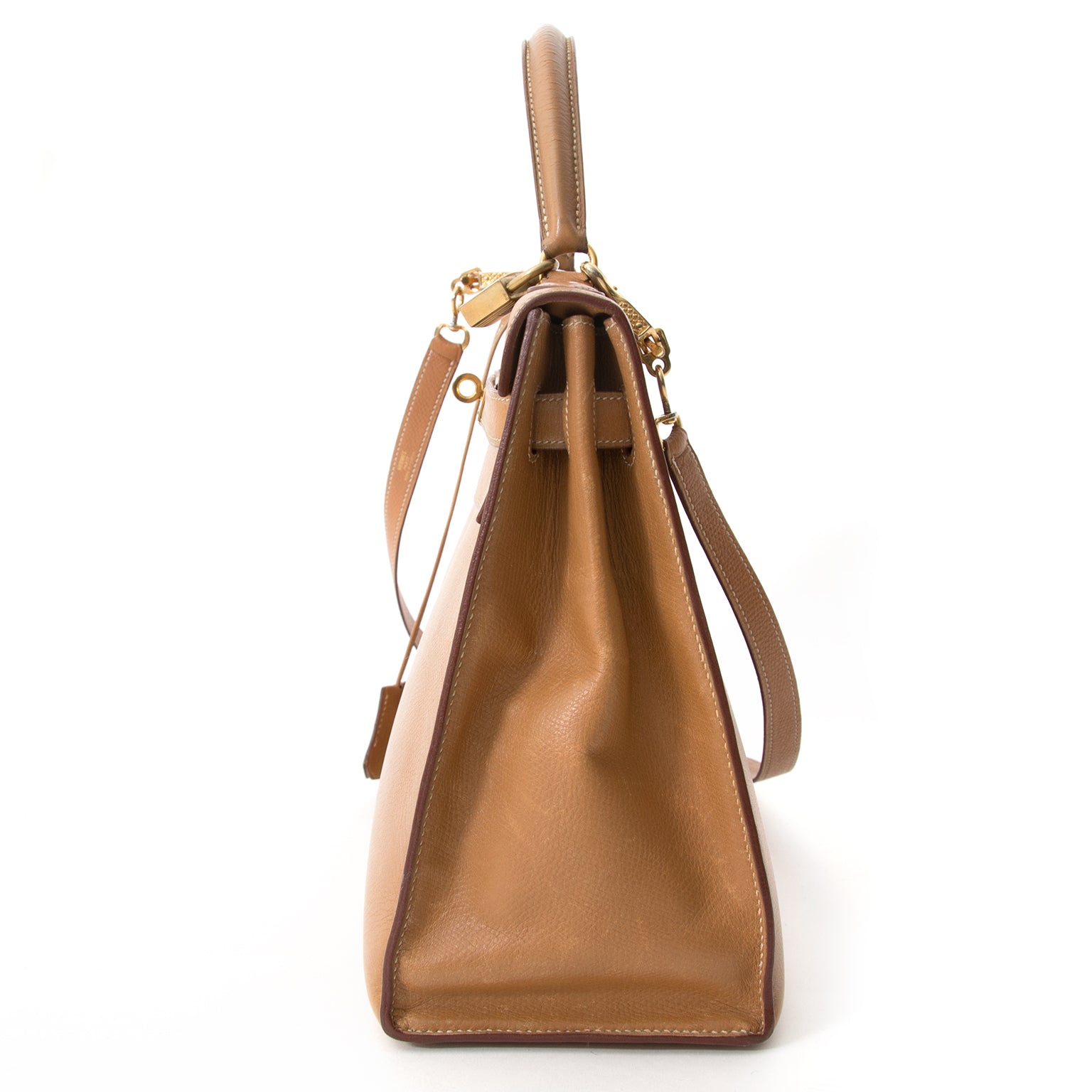 Hermès Vintage Kelly 32 Courchevel Gold GHW