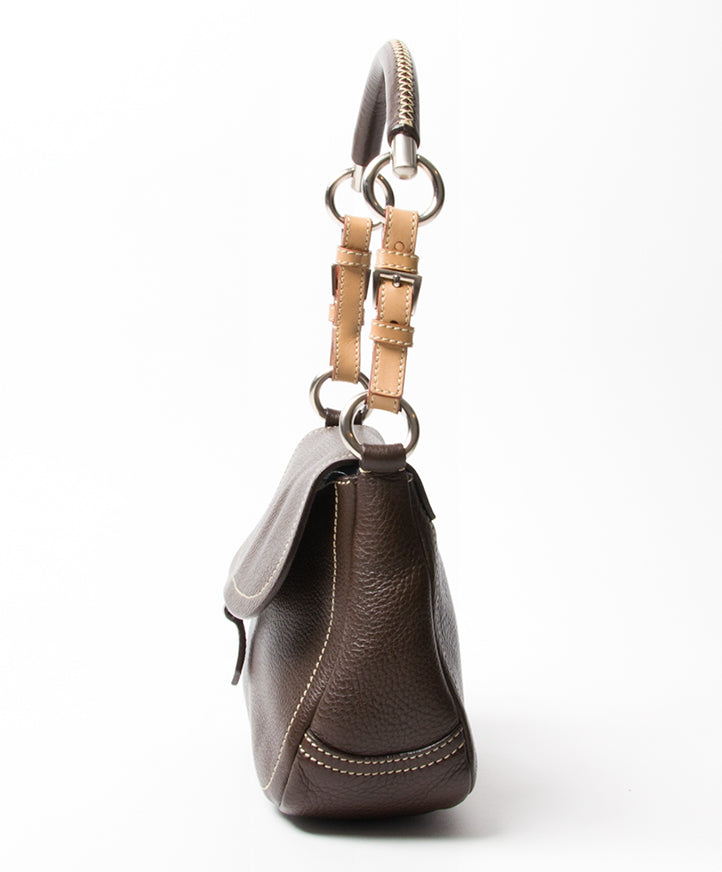 acheter en ligne seconde main Prada classic chocolat shoulderbag online webshop labellov
