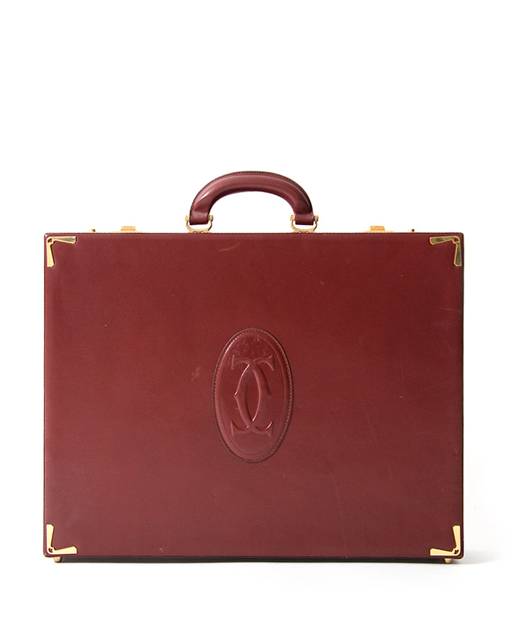 Cartier Vintage Burgundy Briefcase authentic secondhand safe online shopping webshop fashion style LabelLOV Antwerp Belgium high end luxury labels brand designer