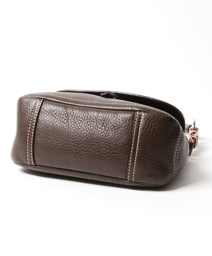 acheter en ligne seconde main Prada classic chocolat shoulderbag online webshop labellov