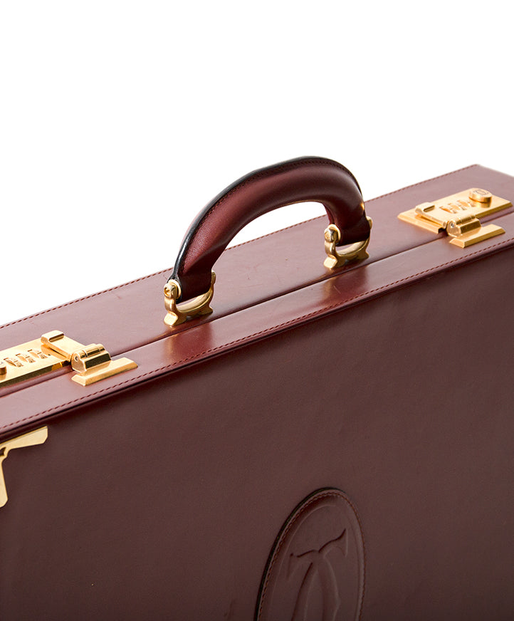 Cartier Vintage Burgundy Briefcase seconde main authentique shopping en ligne webshop en vogue mode style LabelLOV Anvers Belgique marques luxe designer