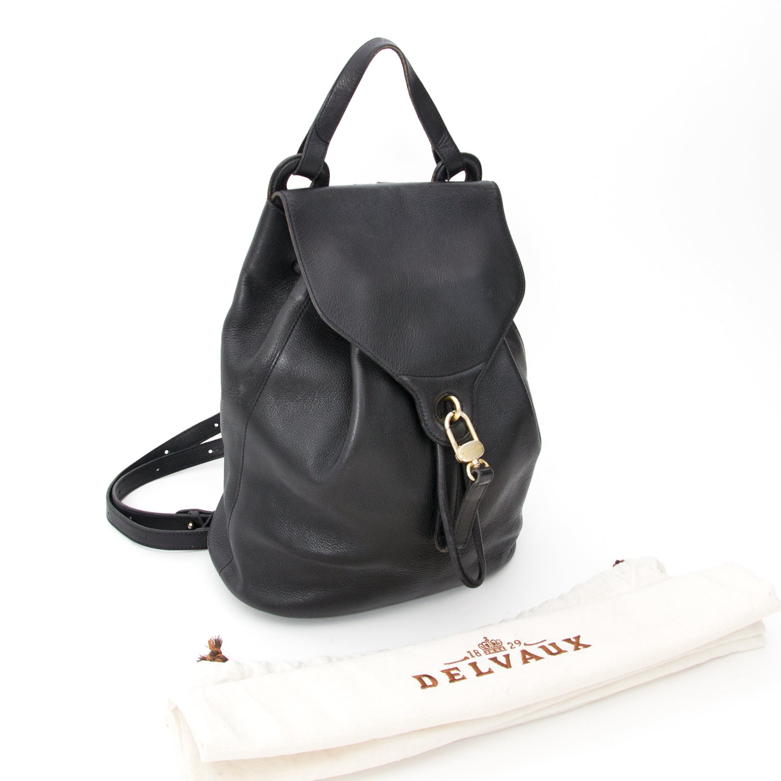 Delvaux Black Backpack, Buy this beautiful vintage black Delvaux backpack in preloved condition on Labellov, a online shop for luxury goods.