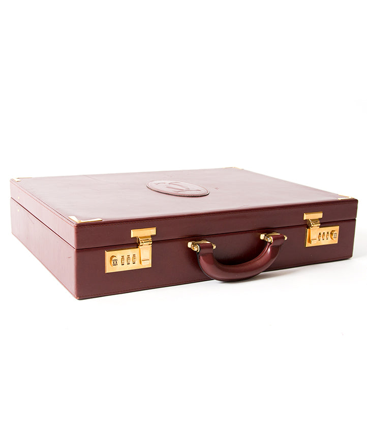Cartier Vintage Burgundy Briefcase seconde main authentique shopping en ligne webshop en vogue mode style LabelLOV Anvers Belgique marques luxe designer