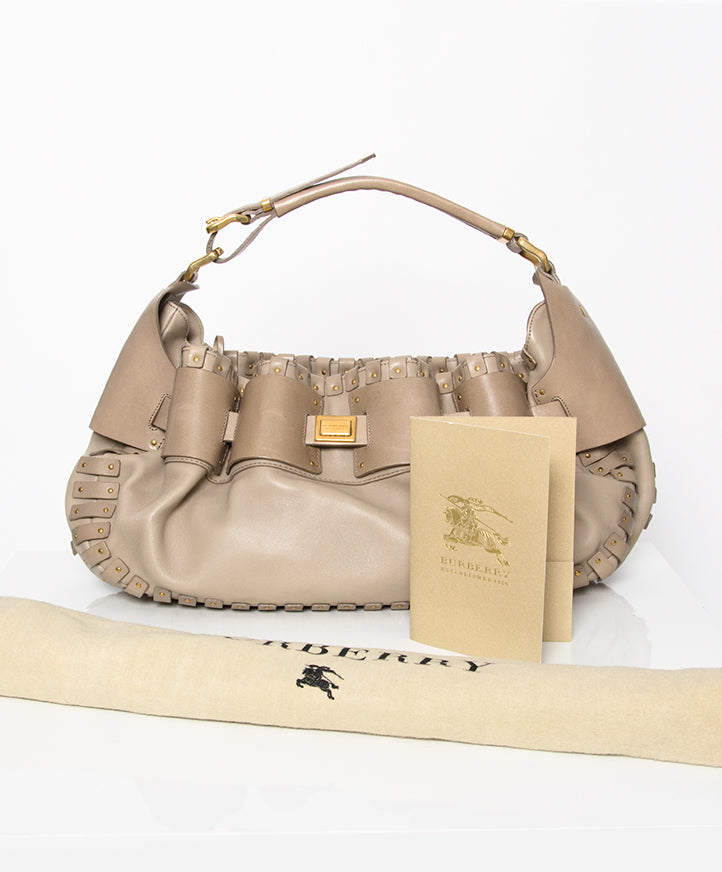 Burberry Taupe Shoulder Bag Louis Vuitton second hand designer vintage best price webshop Labellov