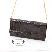 Vintage Brown Croco Clutch handtasje. authentiek tweedehands veilig online shoppen winkelen online webshop LabelLOV Antwerpen België mode stijl luxemerken luxe designer ontwerper