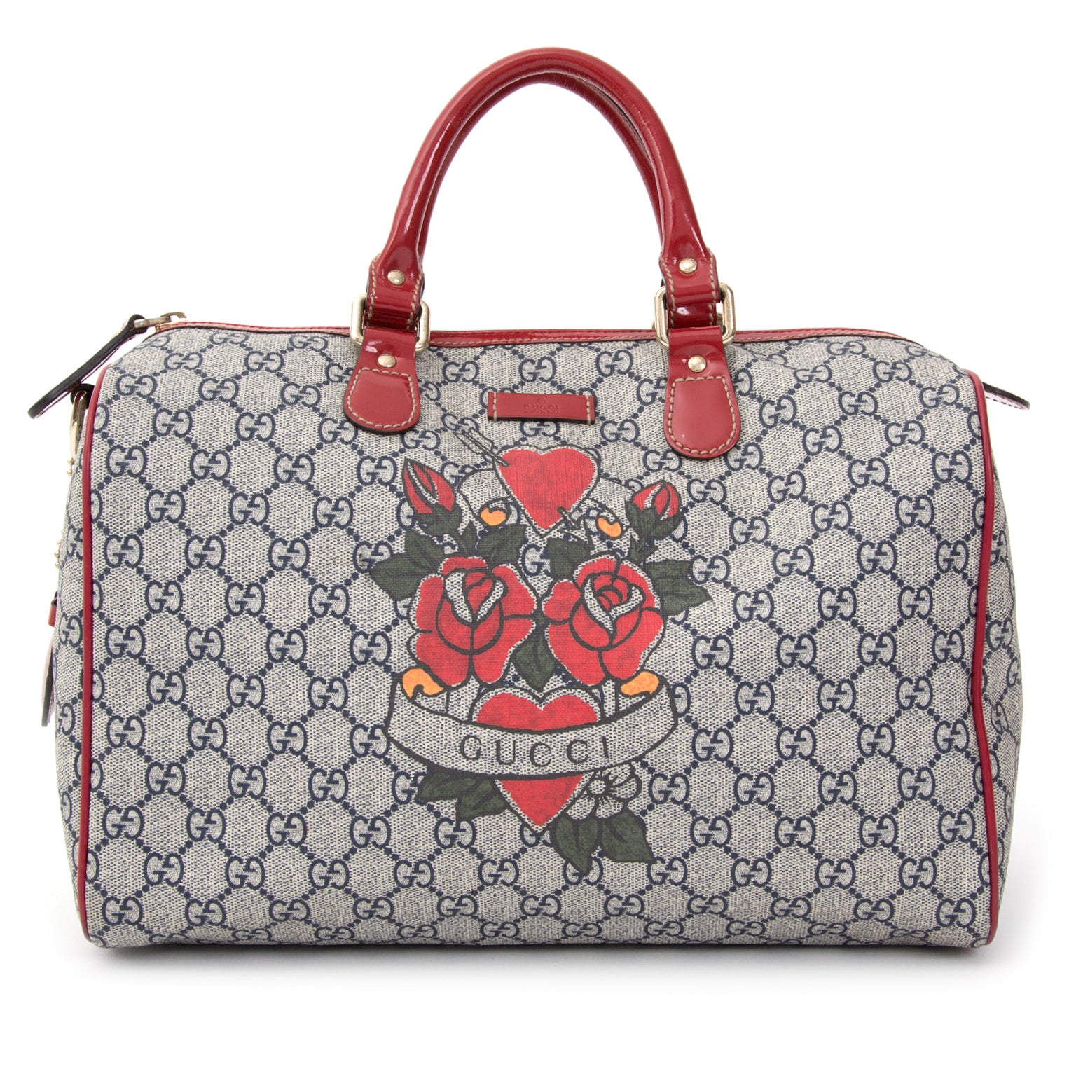 acheter en ligne comme neuf authentic sac a main Gucci Boston Joy Tattoo Rose Heart