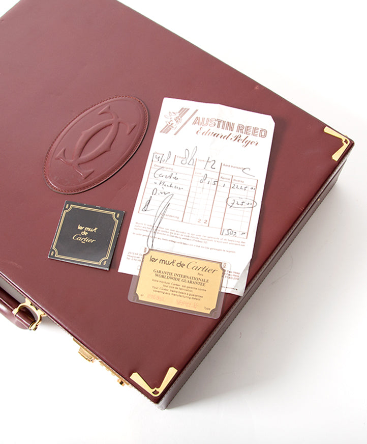 Cartier Vintage Burgundy Briefcase seconde main authentique shopping en ligne webshop en vogue mode style LabelLOV Anvers Belgique marques luxe designer