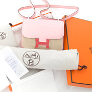 Brand New Hermes Mini Constance Rose Sakura Tadelakt/ Lezard achterez comme nouveau