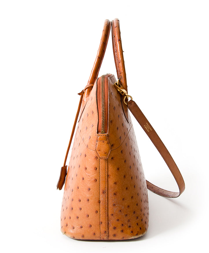 Hermès Bolide Cognac Ostrich Bag authentic secondhand safe online shopping webshop LabelLOV Antwerp Belgium luxury brands designer high end labels fashion style bags