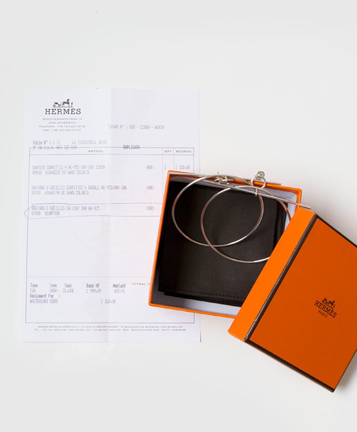 Koop veilig online tweedehands Hermes Silver Loop Eearring online webshop Labellov, België, Antwerpen