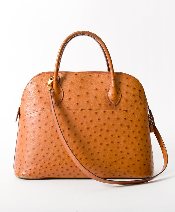 Hermès Bolide Cognac Ostrich Bag seconde main authentique shopping en ligne webshop Anvers Belgique LabelLOV designer marques luxe sacs en vogue mode
