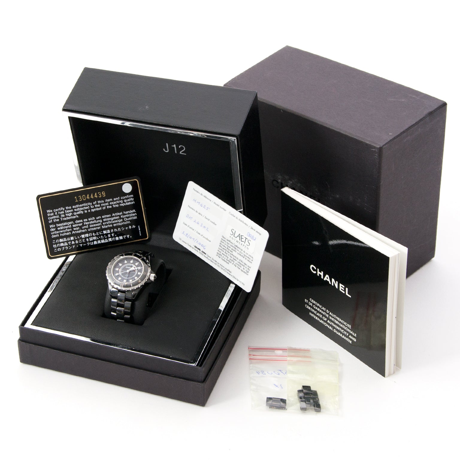 Chanel J12 Black Womens Watch tweedehands Chanel J12 uurwerk met diamant te koop bij labellov webshop Antwerpen Belgie