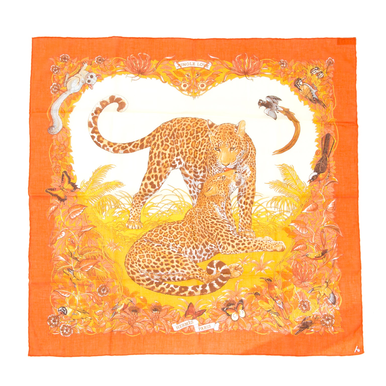 koop snel en veilig online tweedehands Hermes Jungle love cotton scarf