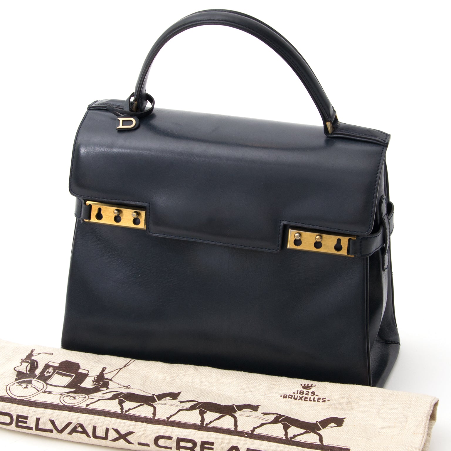 Delvaux Tempete MM Marine GHW tweedehands aan de beste prijs Delvaux Tempete MM Marine GHW vintage luxury
