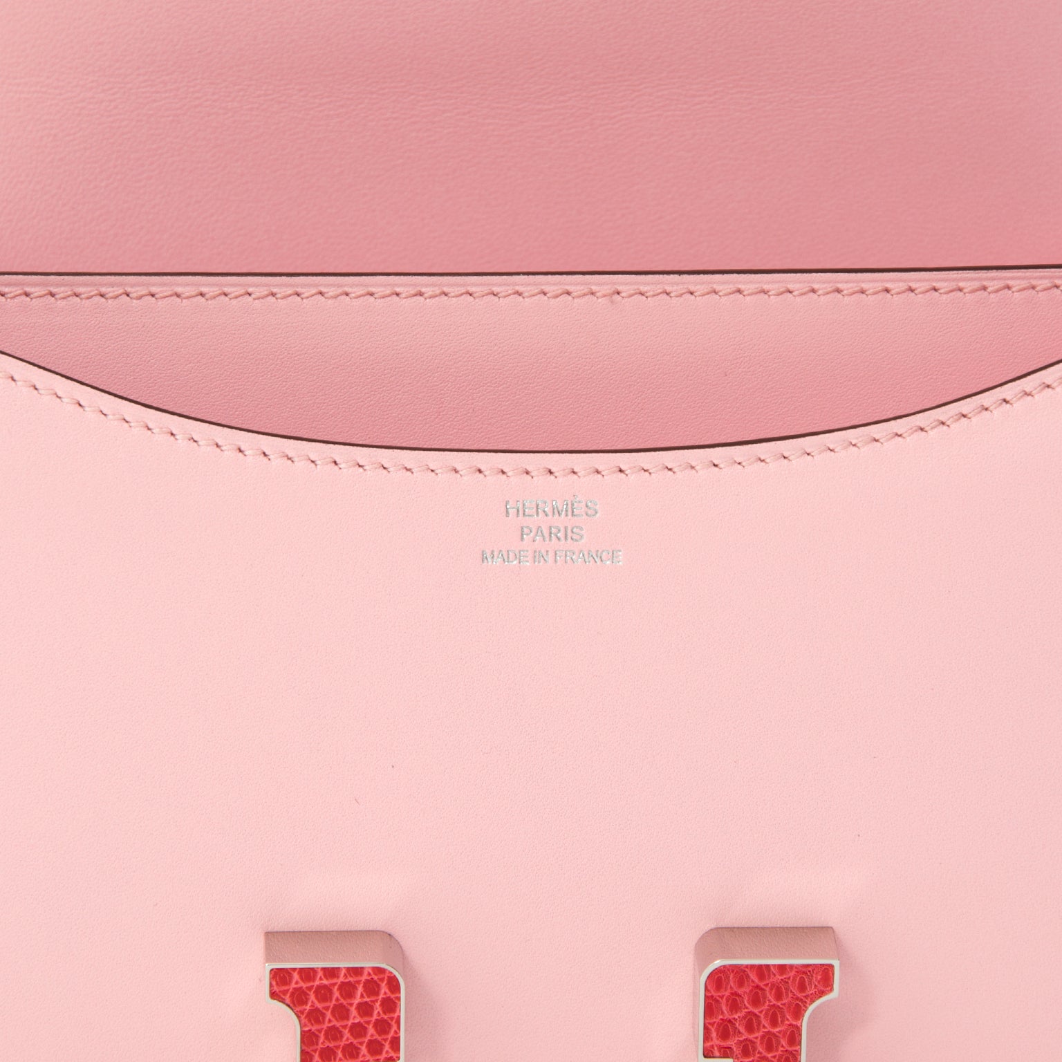 Brand New Hermes Mini Constance Rose Sakura Tadelakt/ Lezard shop buy sell resell online wolrdwide luxe webshop