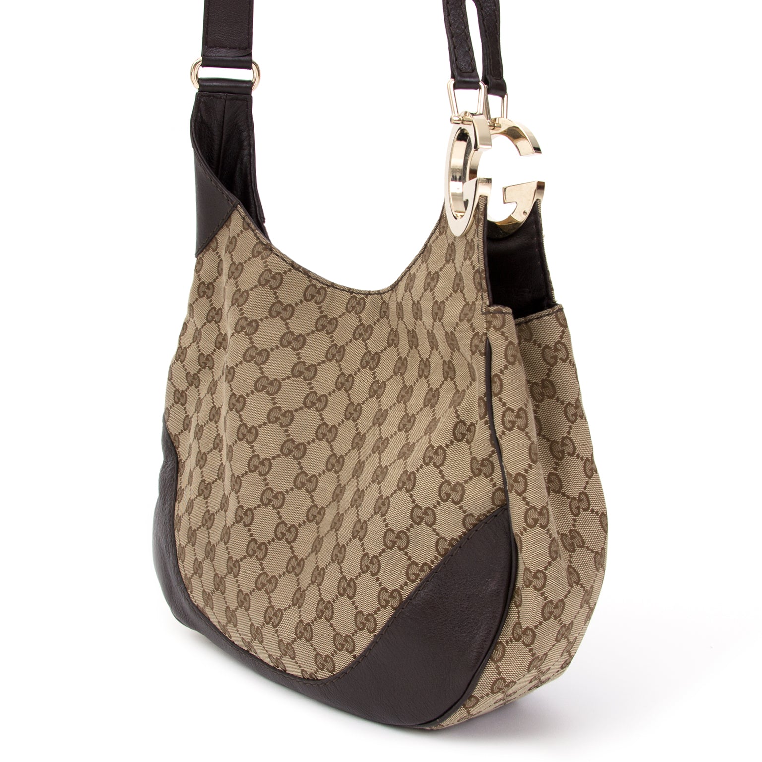 shop safe online secondhand designer bag Gucci Monogram Hobo Bag
