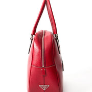 Prada Red Top Handle Bowling Bag acheter en ligne seconde main Prada classic chocolat shoulderbag online webshop labellov