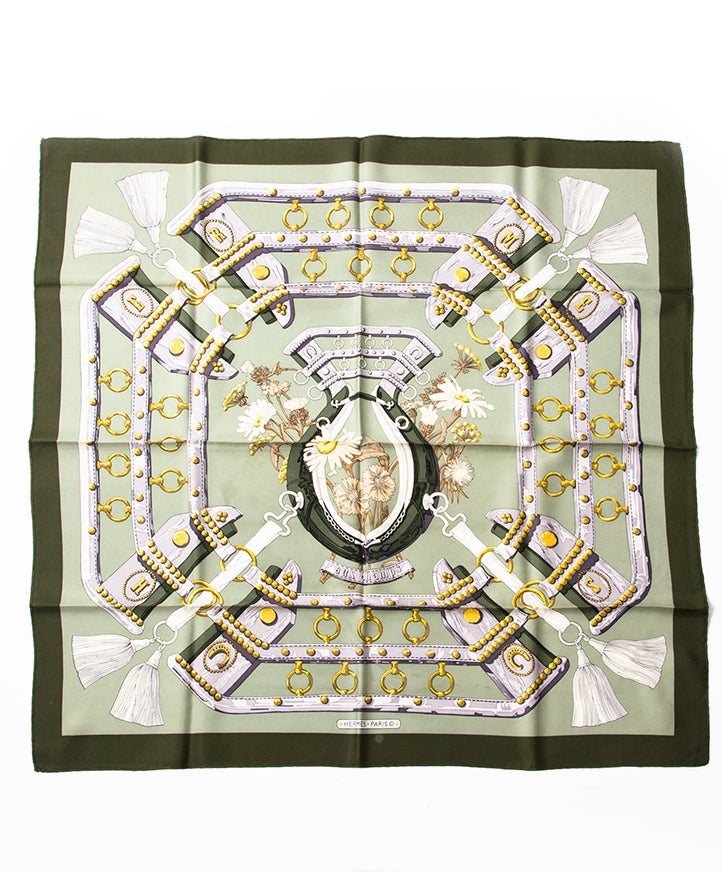 Hermès 'Aux Champs' Silk Carré Scarf secondhand authentic safe online shopping webshop Antwerp Belgium LabelLOV high end fashion style labels designer brands scarf