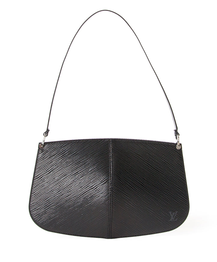 Louis Vuitton Black Epi 'Demi Lune' Pochette authentic secondhand safe online shopping webshop fashion style LabelLOV Antwerp Belgium high end luxury labels brand designer