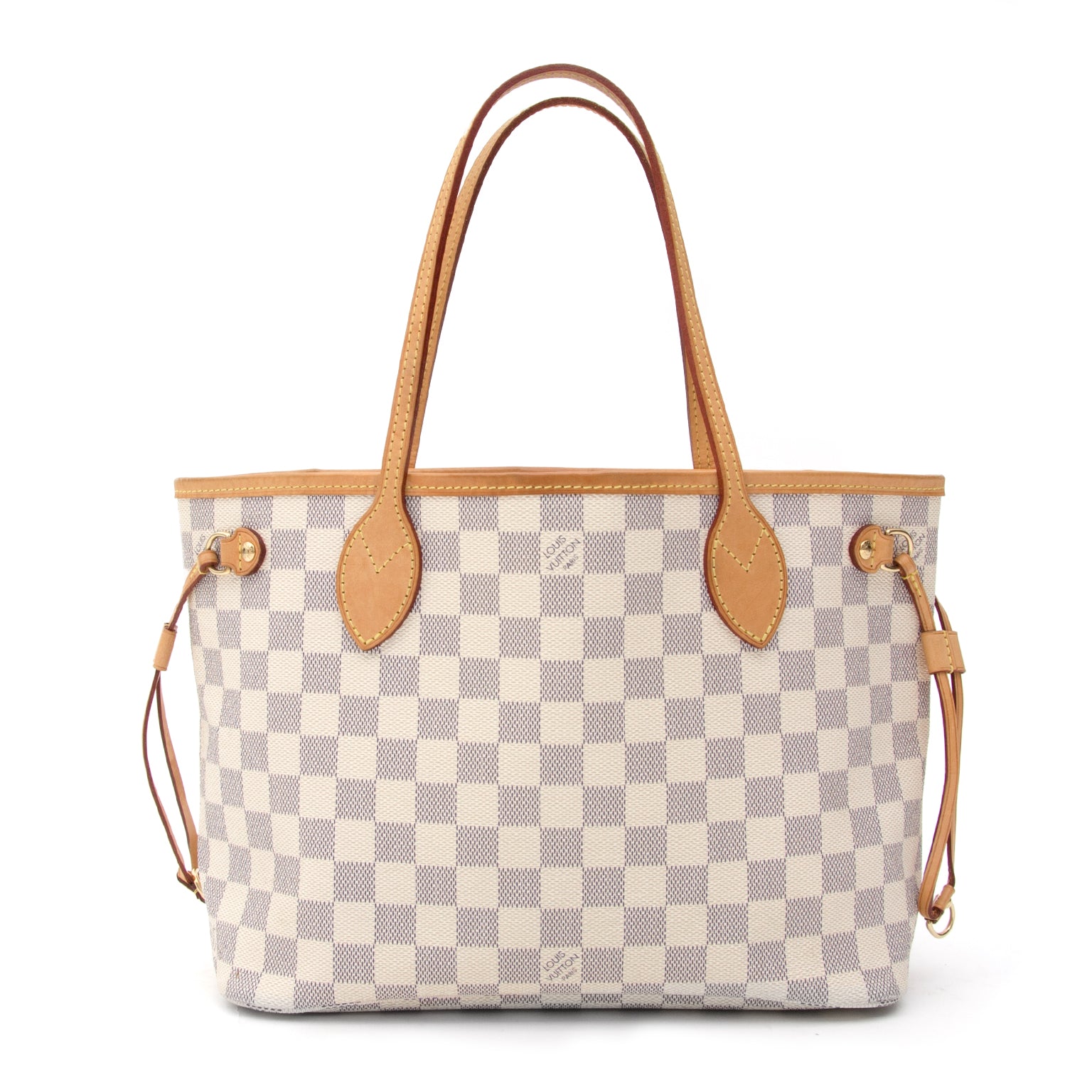 Buy safe online secondhand designer vintage louis vuitton damier neverfull pm azier grey