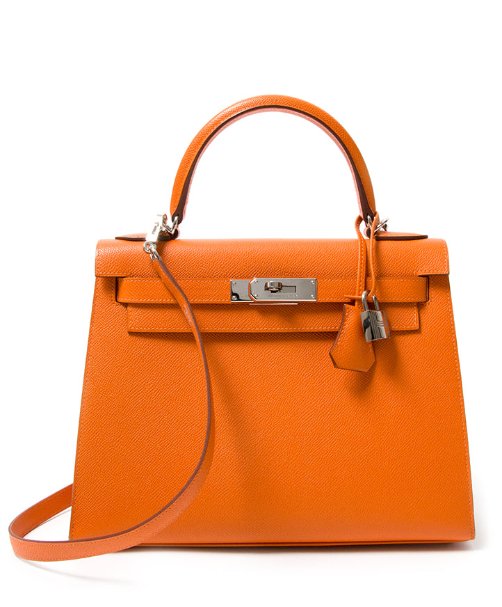 buy safe online seconde hand designer vintage hermes orange kelly like new, dustbag