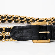 Authentieke tweedehands Chanel leren goud ketting gevlochten riem juiste prijs labellov vintage webshop veilig online winkelen designer luxe merken fashion shoppen mode Antwerpen België