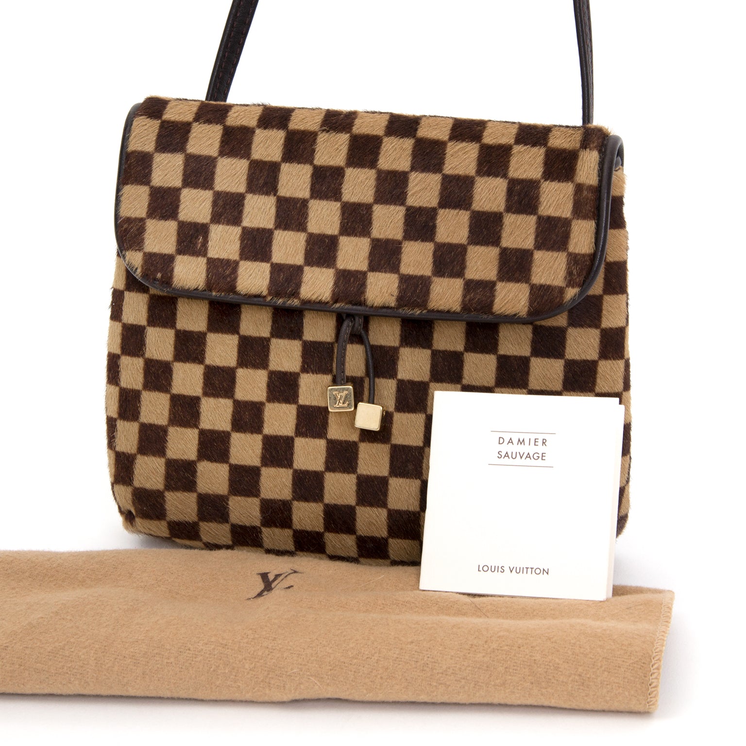 real real designer vintage Louis Vuitton Damier Sauvage Gazelle Pony Hair Shoulder Bag