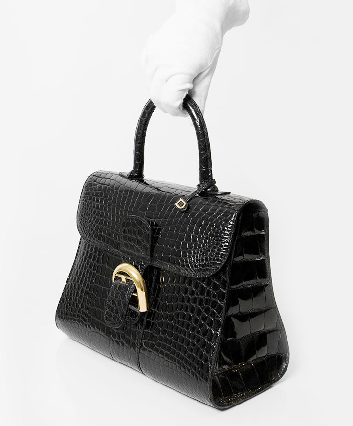 Buy authentic secondhand Delvaux bags at the right price at LabelLOV vintage webshop.Delvaux Brillant Black Croco Brillant MM