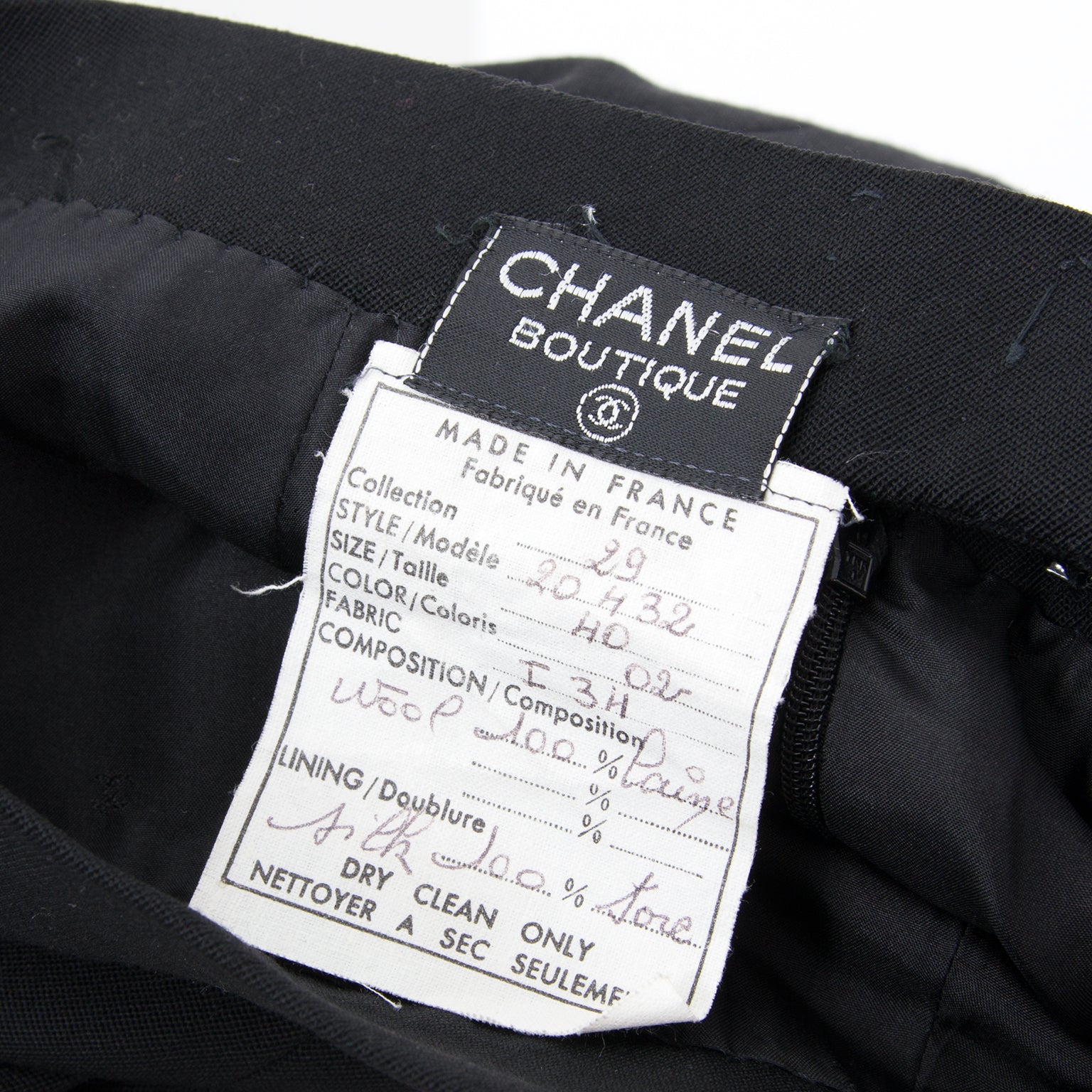 Chanel Black Wool Maxi Pencil Skirt & Blazer Suit Shop authentic second hand vintage designer fashion, bags, accessories by Hermes, Chanel, Dior, Gucci, Delvaux, Celine, Prada, Balenciaga. Buy online or in the Labellov Boutique Antwerp, Belgium. Labello