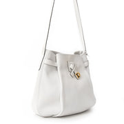 If you were loking for that perfect and practical daybag, this might be it! White calfskin hobo shoulder bag with adjustable strap by Delvaux. Gold-tone hardware. Suede lining.