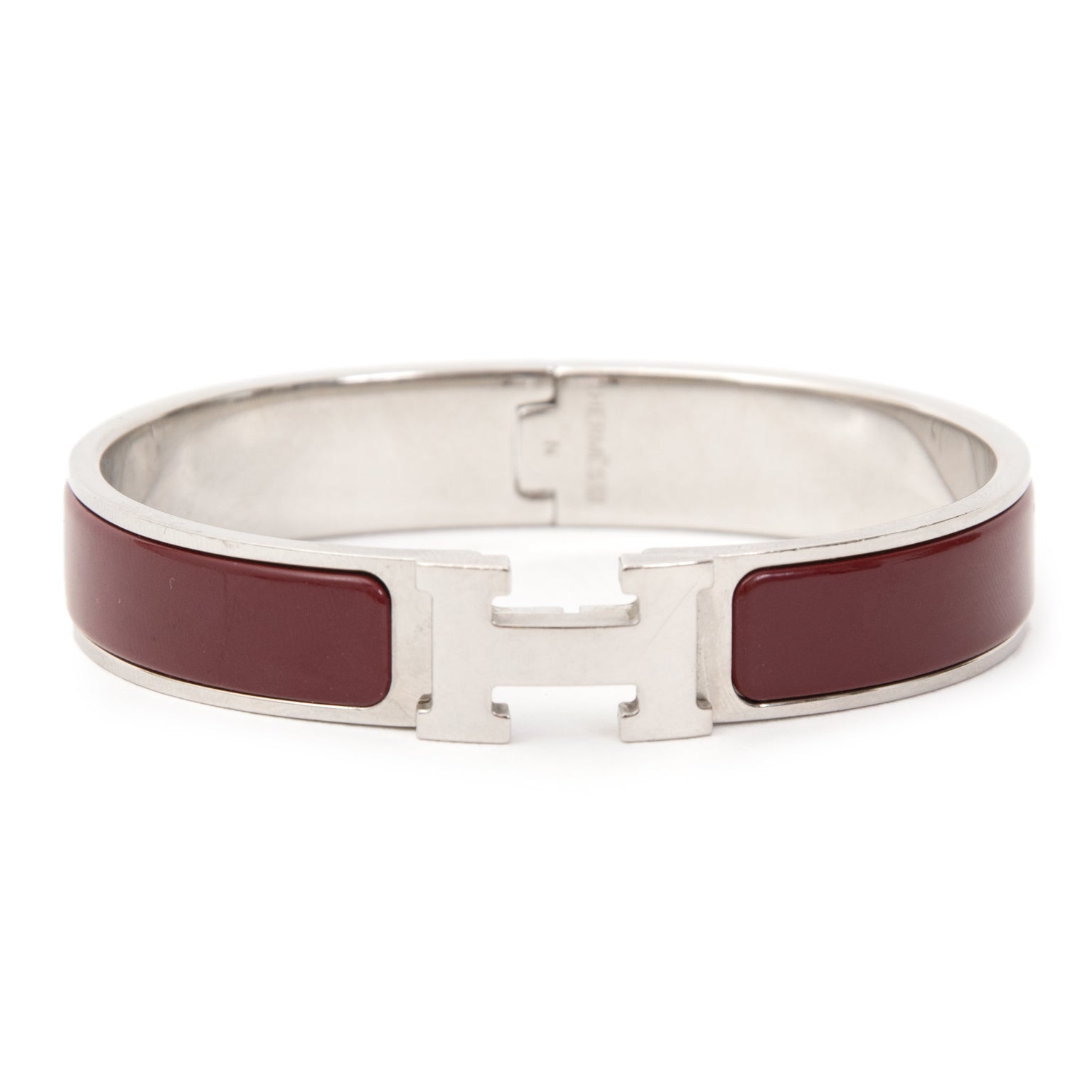 buy online secondhand silver Hermès Clic Clac dark red best price