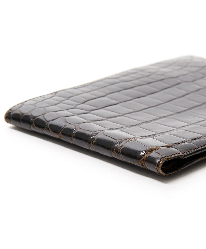 Delvaux Croco Wallet portefeuille seconde main authentique shopping en ligne webshop en vogue mode style LabelLOV Anvers Belgique marques luxe designer