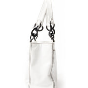 Cute Chanel tote with black epoxy double 'C' logo and shoulder straps. This bag is made from white caviar leather - the wellknown pebbled calfskin - has contrast stitchings and gold matte gold-tone hardware.