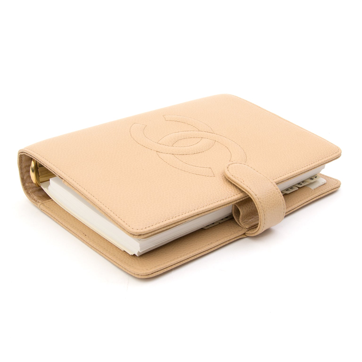 Chanel Pebbled Beige Claire Agenda buy safe online at european luxury webshop Labellov international