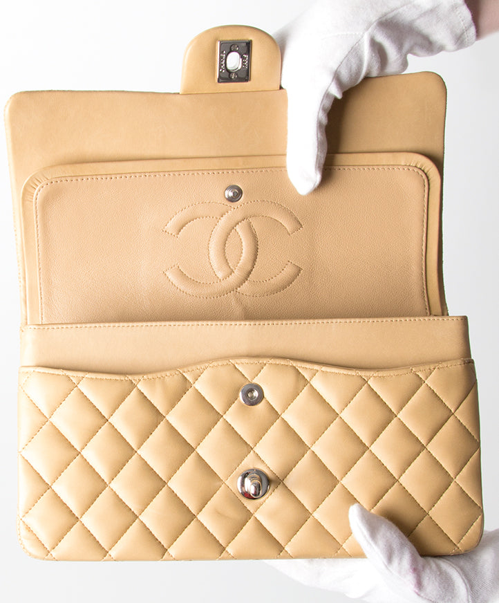 buy safe online secondhand designer vintage chanel double flap bag lambskin