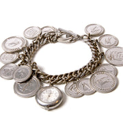 Burberry Lady's Sterling Silver Coin Charm Bracelet Watch BU5220