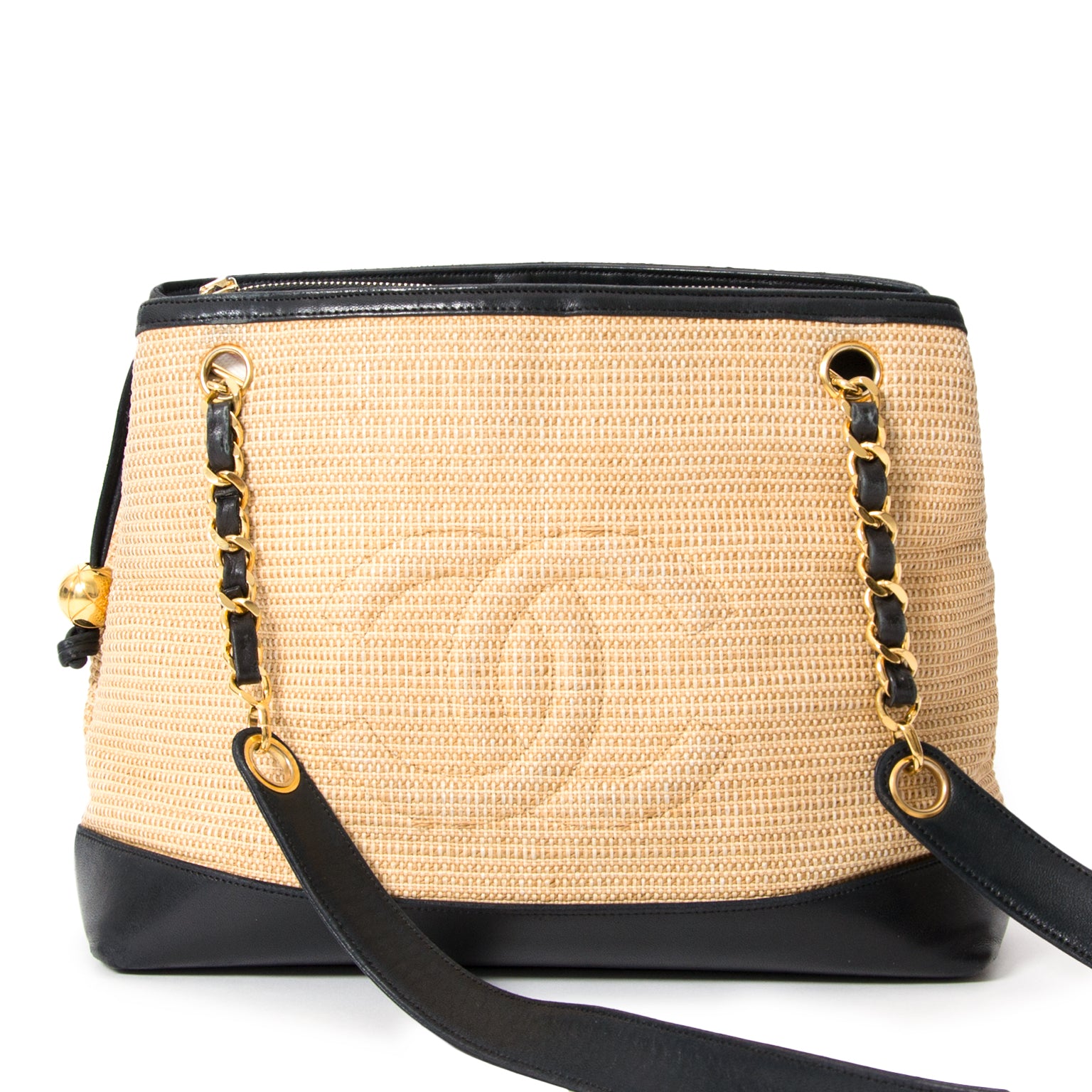 Chanel Woven Raffia Shoulderbag webshop LabelLOV designer bags vintage
