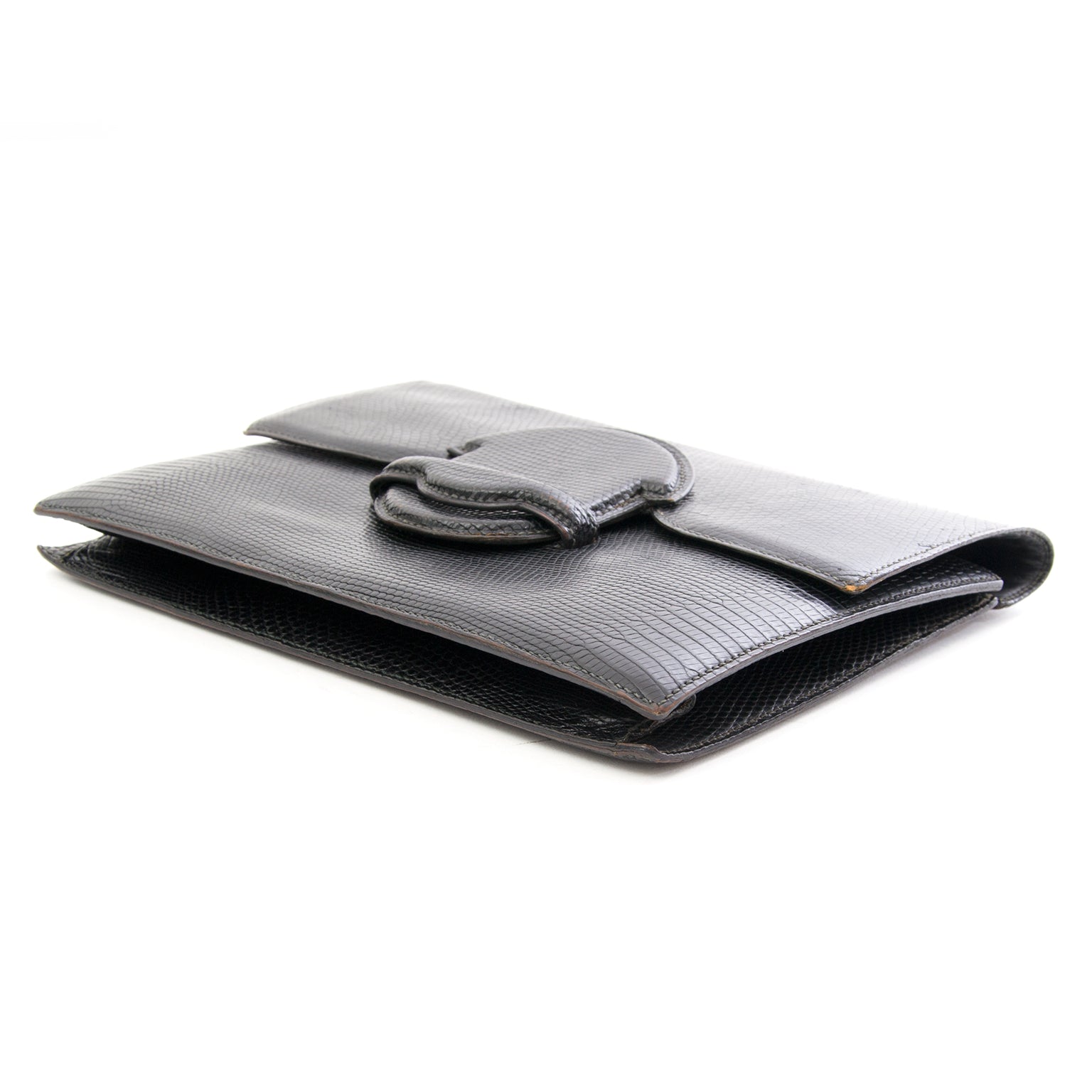 Hermès Lizard Envelope Clutch lutch authentique Hermès en cuir noir