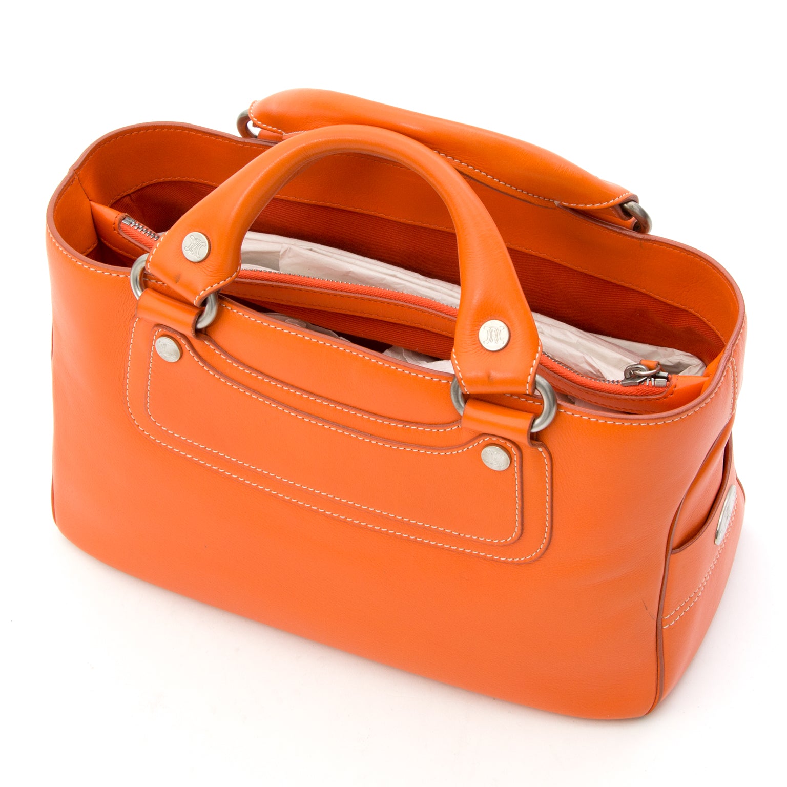 koop veilig online tweedehands oranje celine top handle tas aan de beste prijs webshop labellov