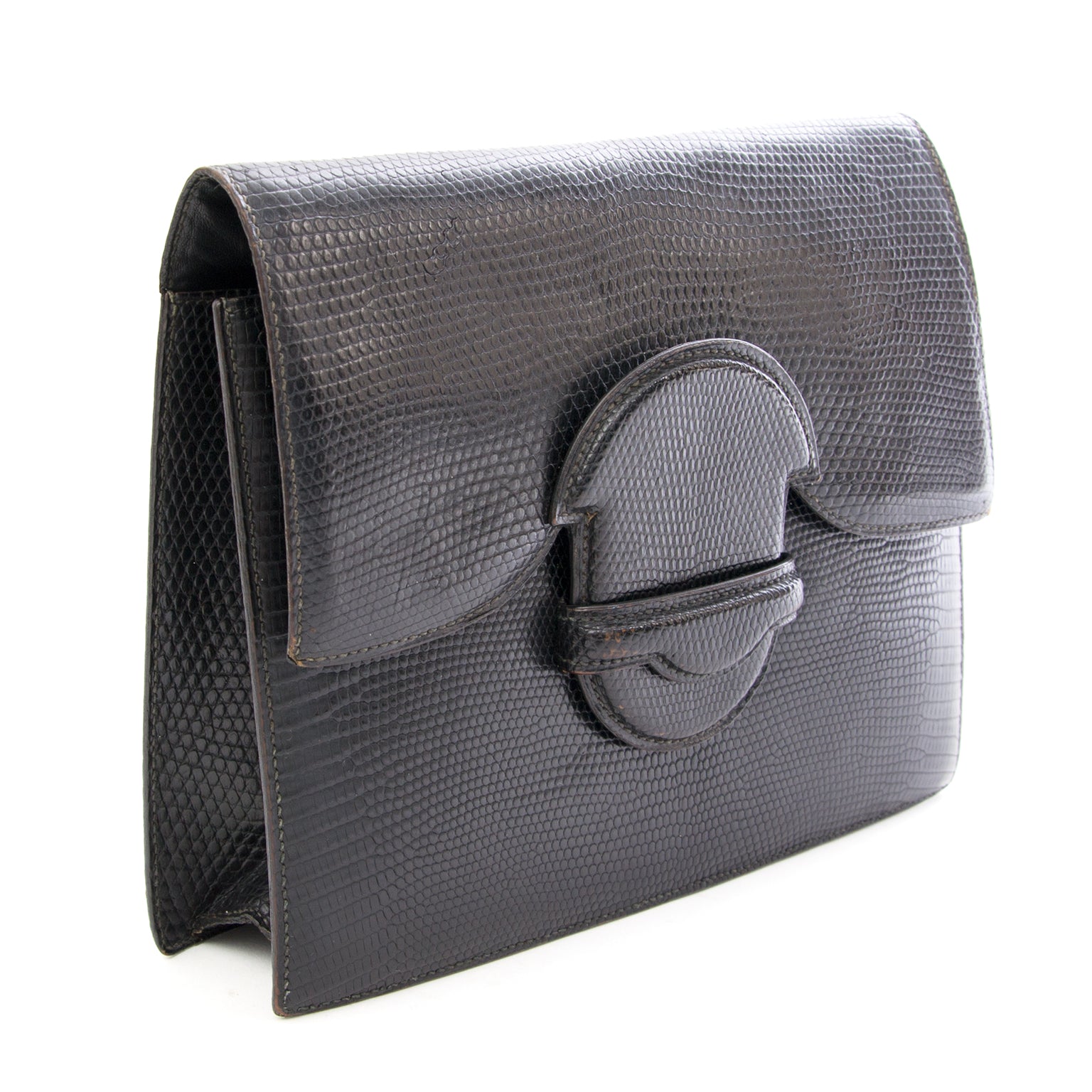 Hermès Lizard Envelope Clutch Authentic clutch Hermès black leather