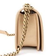 designer vintage chanel boy pearl beige medium net als nieuw aan de beste prijs 100% authentiek tweedehands