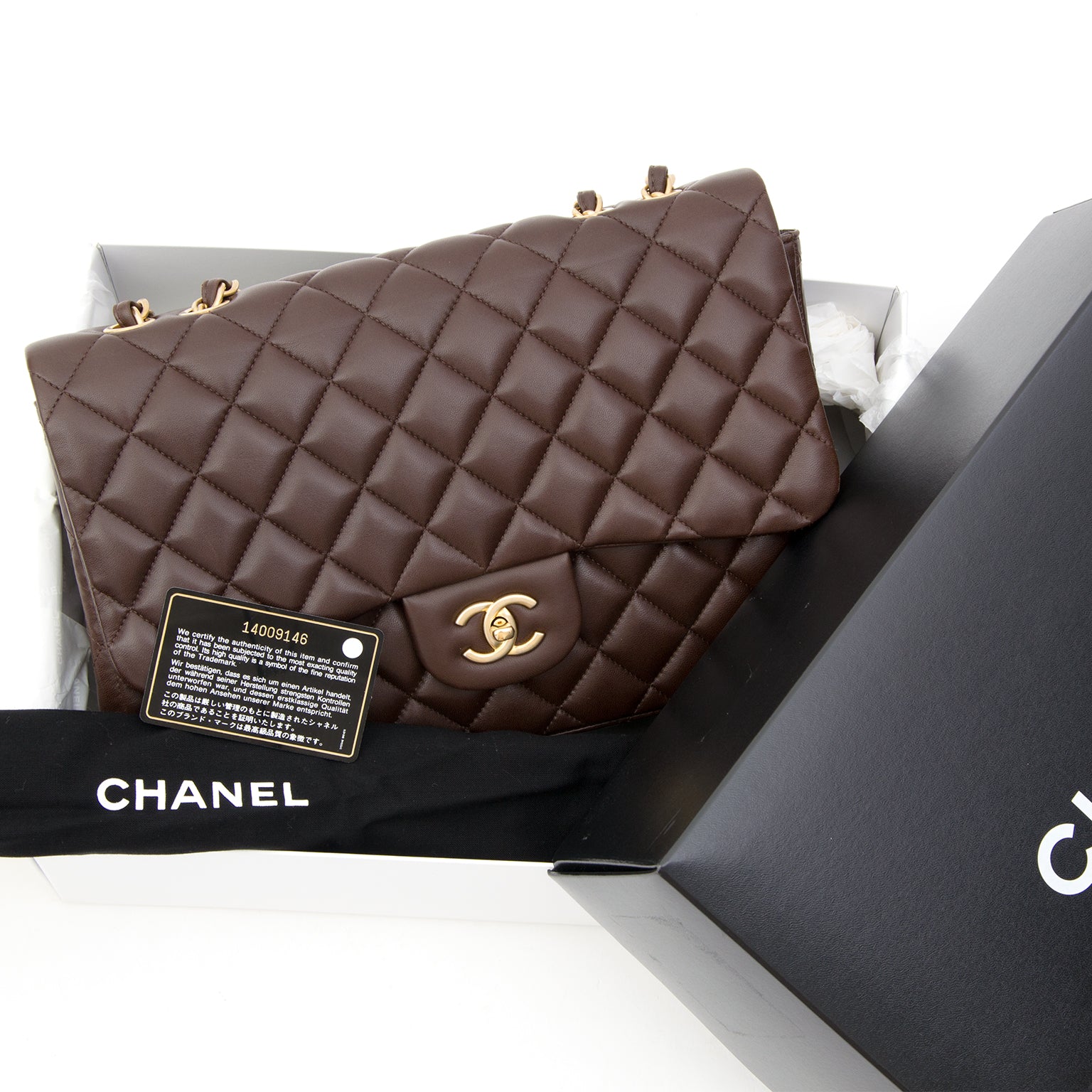 Chanel Brown Jumbo Classic Flap lambskin In great condition, comes with dustbag and box.
