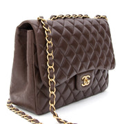 Chanel chocolat brune Jumbo Classic Flap lamb 100% authentic site en ligne labellov Belgique.