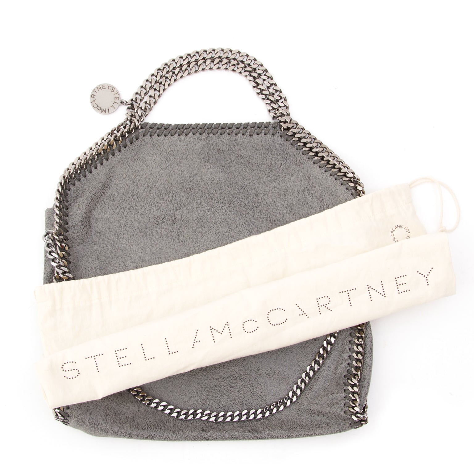 koop veilig online tweedehands Stella Mccartney Gray Shaggy Deer Fold Over Tote aan de beste prijs onlien webshop labellov