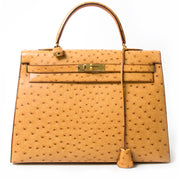Hermès Kelly 35 Sellier Gold Ostrich GHW