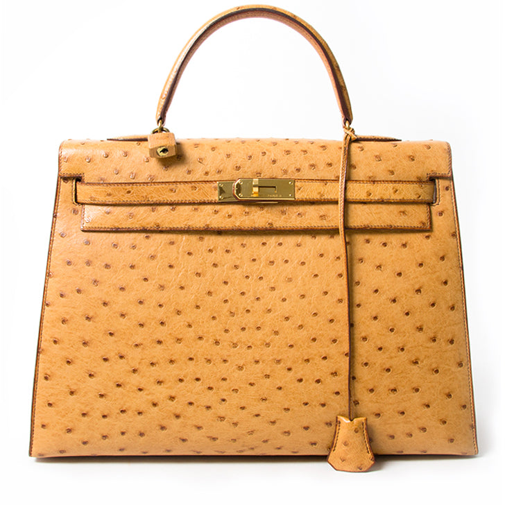 Hermès Kelly 35 Sellier Gold Ostrich GHW